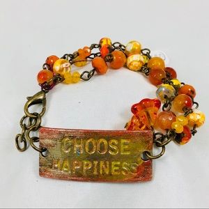 Handmade Stamped Metal Beaded Boho Bracelet